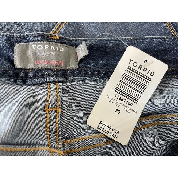 Torrid Jeans Plus Size 30R Midrise Luxe Slim Boot Cut Hippie Cowgirl Western NWT - Picture 5 of 6